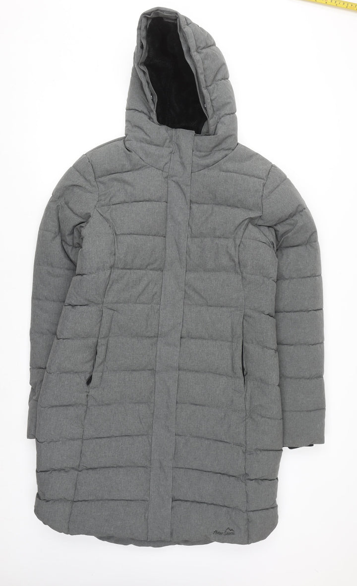 Peter Storm Women's Grey Size 12 Long Puffer Coat with Hood
