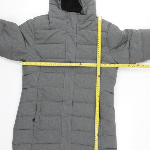 Peter Storm Women's Grey Size 12 Long Puffer Coat with Hood