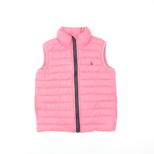 Joules Girls Pink Puffer Waistcoat 3 Years Quilted Lightweight Zip Gilet