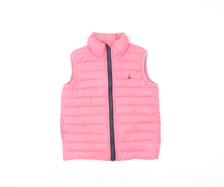 Joules Girls Pink Puffer Waistcoat 3 Years Quilted Lightweight Zip Gilet