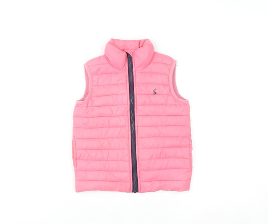 Joules Girls Pink Puffer Waistcoat 3 Years Quilted Lightweight Zip Gilet
