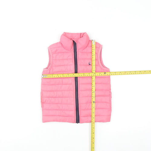 Joules Girls Pink Puffer Waistcoat 3 Years Quilted Lightweight Zip Gilet