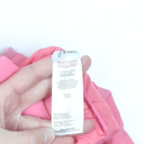 Joules Girls Pink Puffer Waistcoat 3 Years Quilted Lightweight Zip Gilet