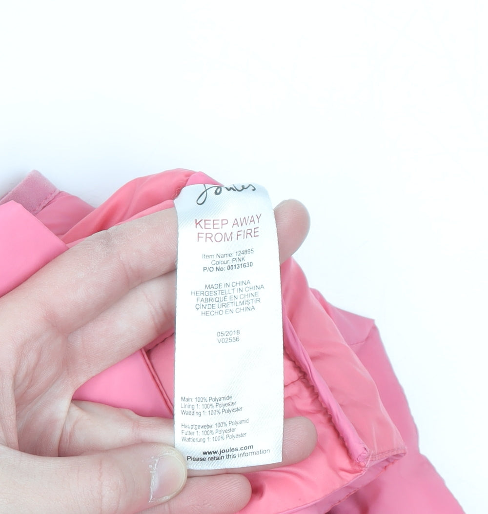Joules Girls Pink Puffer Waistcoat 3 Years Quilted Lightweight Zip Gilet