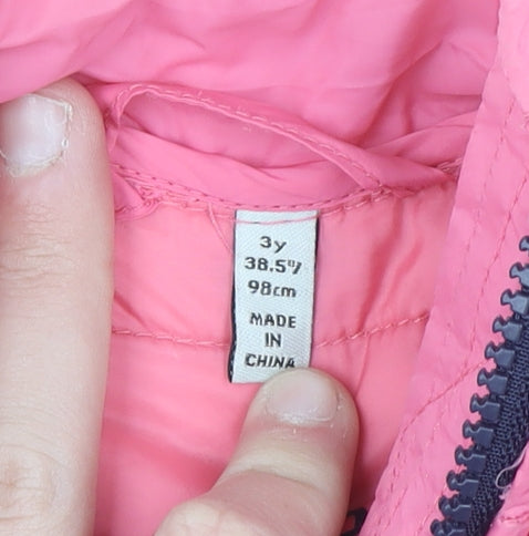 Joules Girls Pink Puffer Waistcoat 3 Years Quilted Lightweight Zip Gilet
