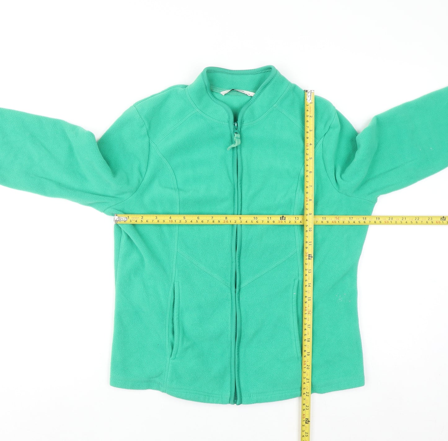 Tu Women Green Fleece Full Zip Sweatshirt Size 14