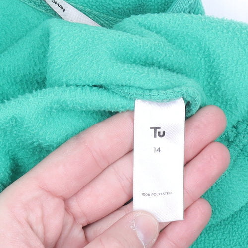 Tu Women Green Fleece Full Zip Sweatshirt Size 14
