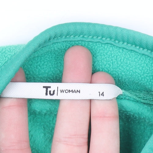 Tu Women Green Fleece Full Zip Sweatshirt Size 14