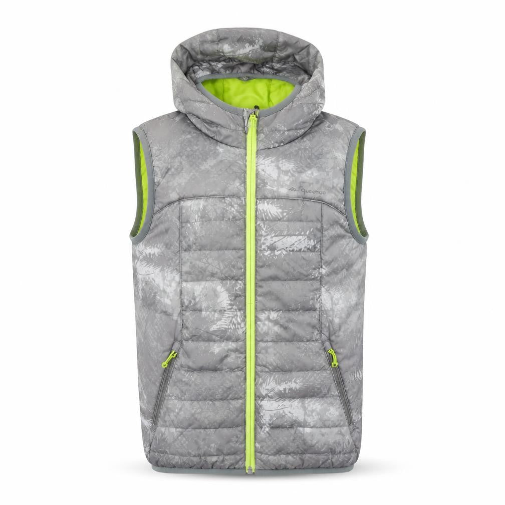 Decathlon Boys Grey Hooded Puffer Bodywarmer 8 Years Lightweight Outdoor Vest