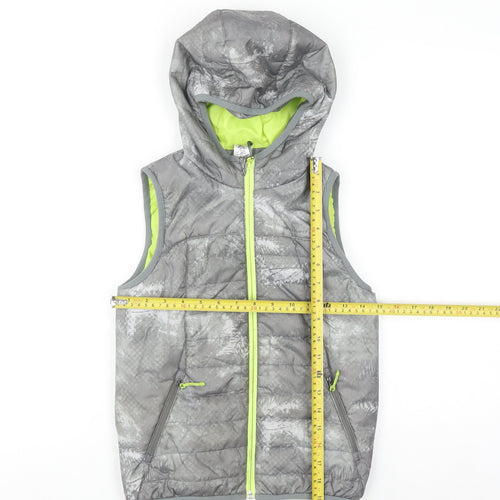 Decathlon Boys Grey Hooded Puffer Bodywarmer 8 Years Lightweight Outdoor Vest