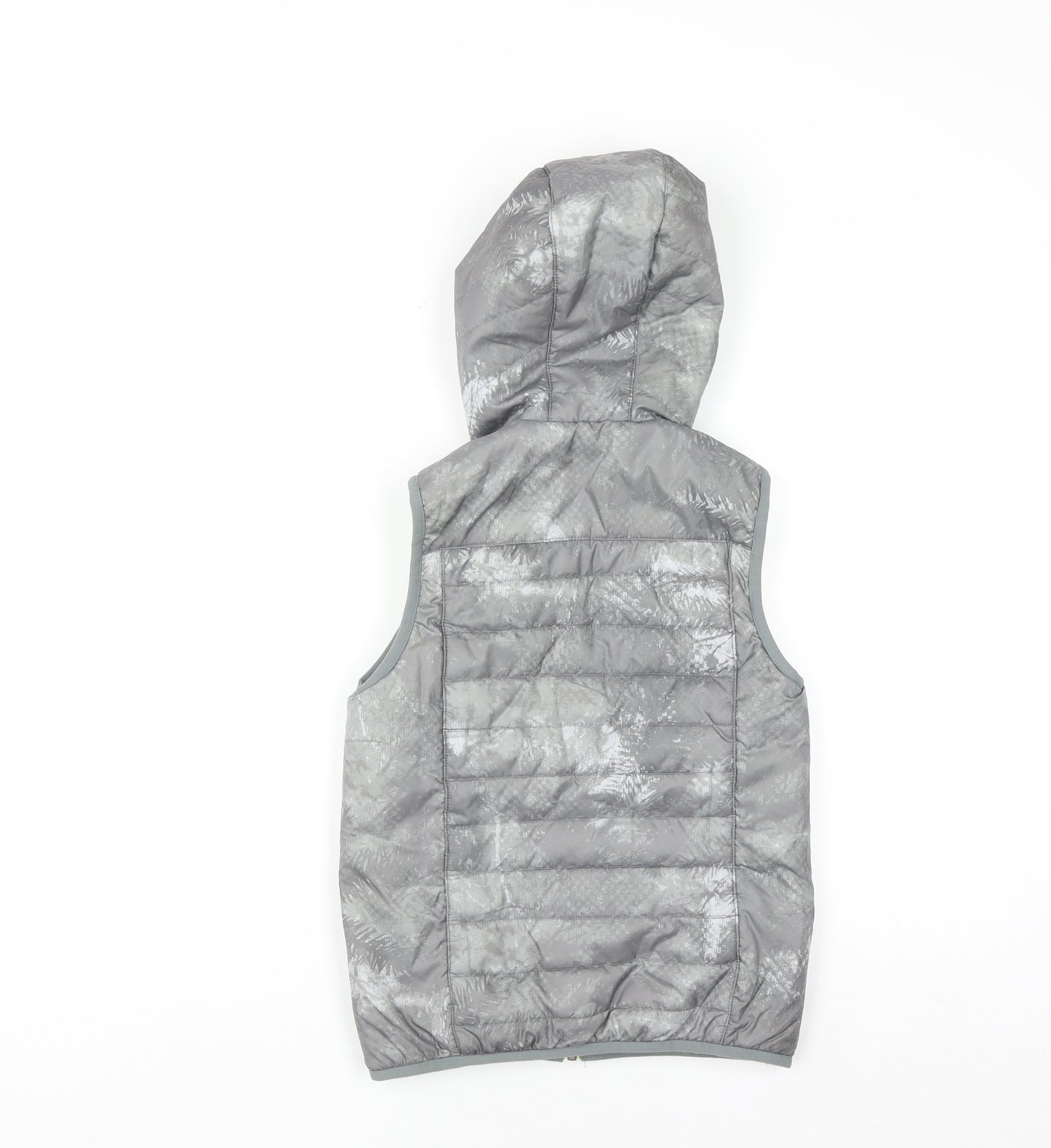 Decathlon Boys Grey Hooded Puffer Bodywarmer 8 Years Lightweight Outdoor Vest