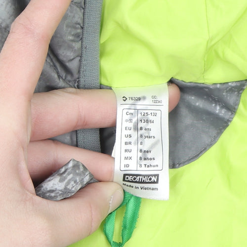 Decathlon Boys Grey Hooded Puffer Bodywarmer 8 Years Lightweight Outdoor Vest
