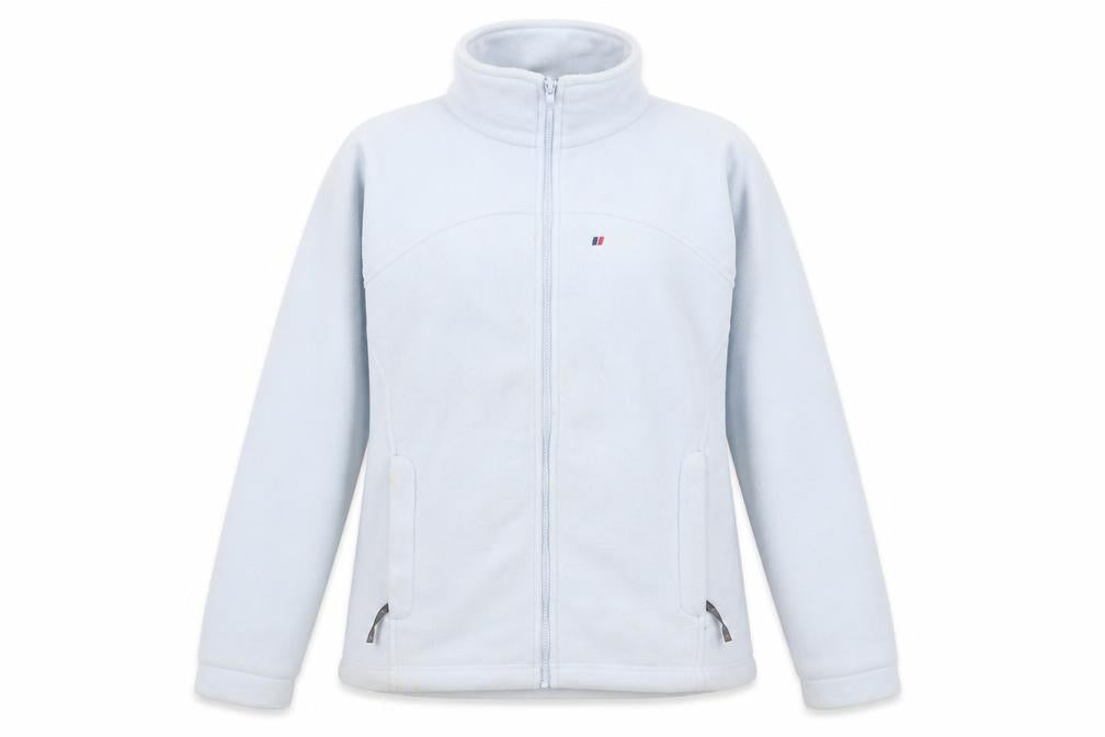 Front view of Berghaus Women’s Light Blue Full Zip Fleece Jacket, size UK 16