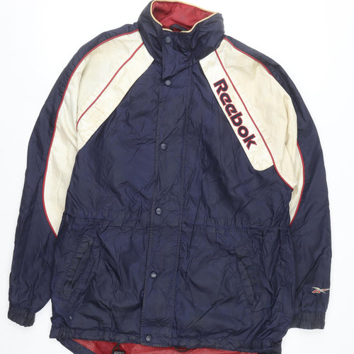 Reebok Men's Blue Windbreaker Sports Jacket Size S 90s Retro Style