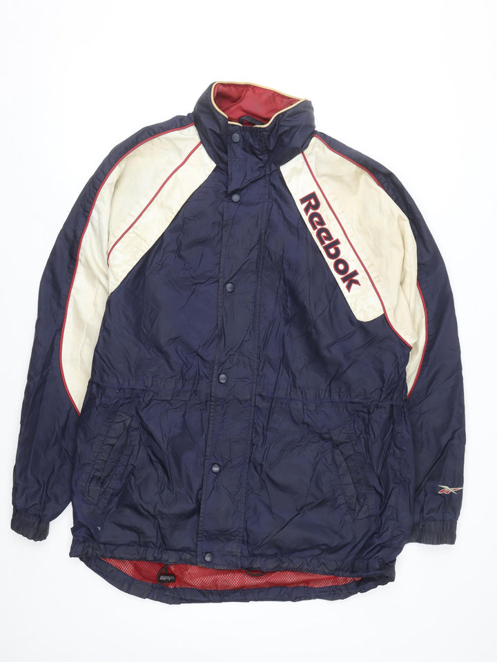 Reebok Men's Blue Windbreaker Sports Jacket Size S 90s Retro Style