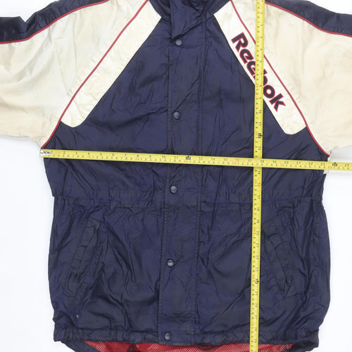 Reebok Men's Blue Windbreaker Sports Jacket Size S 90s Retro Style