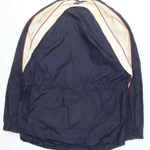 Reebok Men's Blue Windbreaker Sports Jacket Size S 90s Retro Style