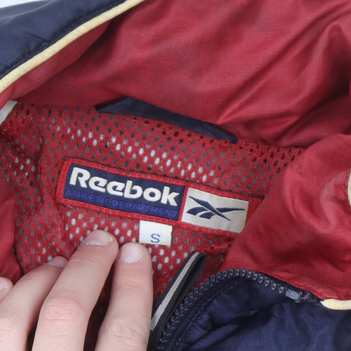 Reebok Men's Blue Windbreaker Sports Jacket Size S 90s Retro Style