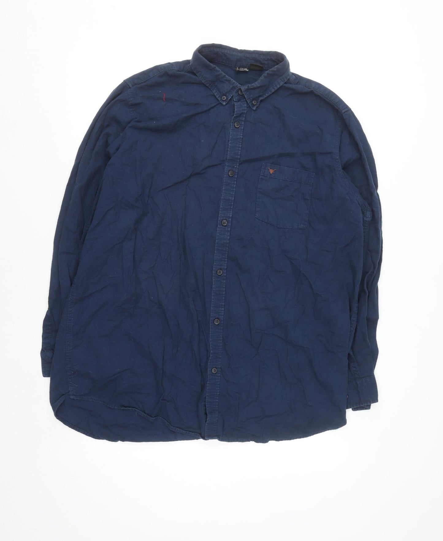 UP2 Fashion Men's Blue 2XL Cotton Button-Up Long Sleeve Shirt