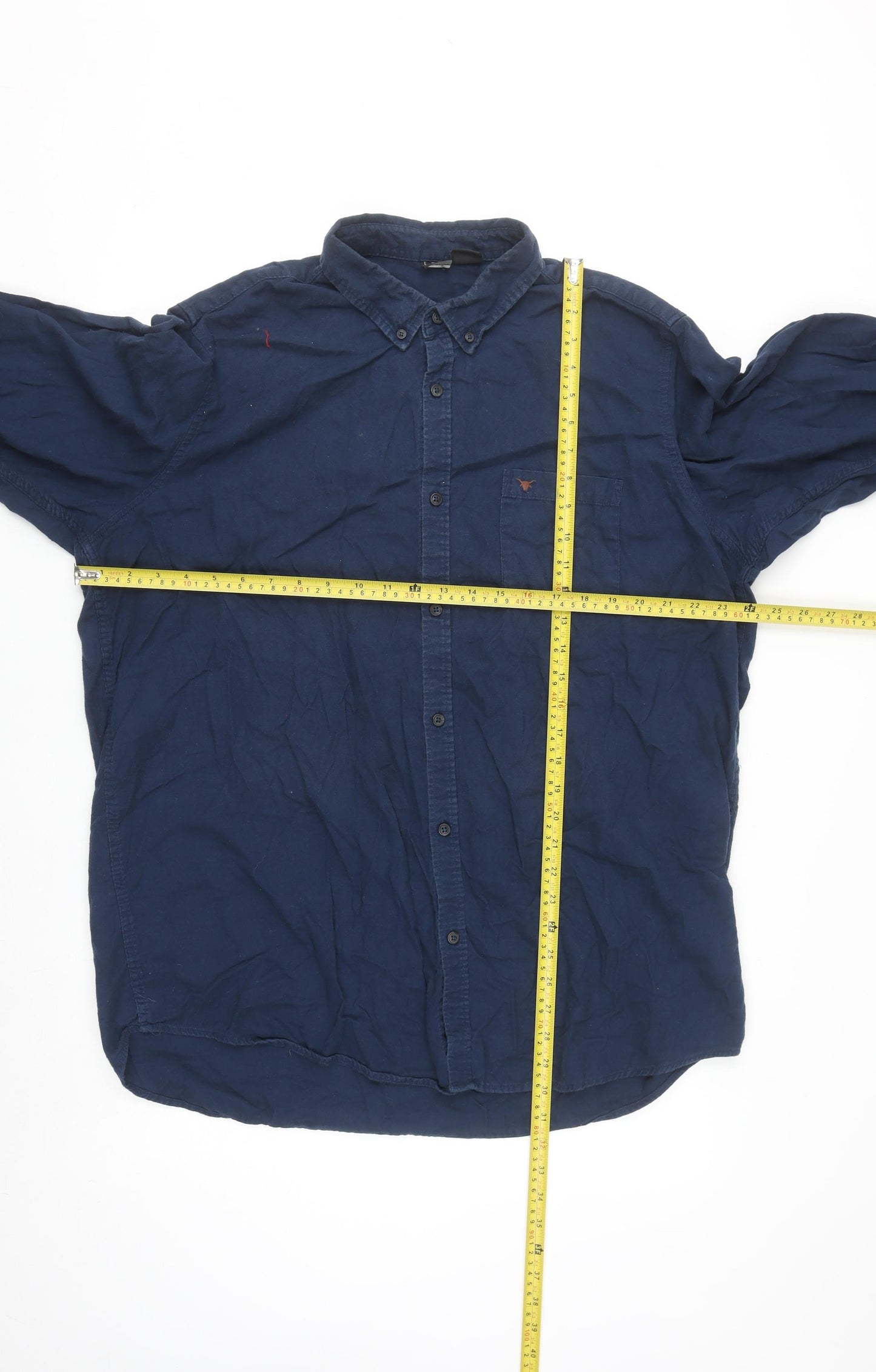UP2 Fashion Men's Blue 2XL Cotton Button-Up Long Sleeve Shirt