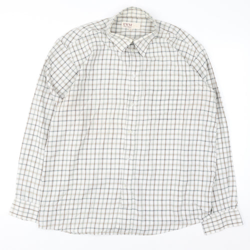 EWM Mens Beige Check Long Sleeve Button-Up Shirt M Regular Fit