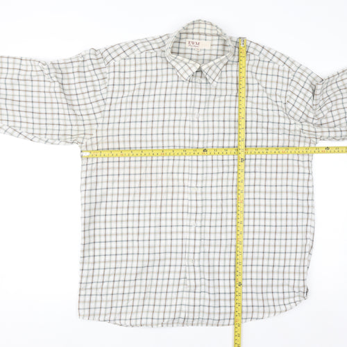 EWM Mens Beige Check Long Sleeve Button-Up Shirt M Regular Fit