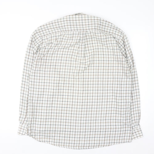 EWM Mens Beige Check Long Sleeve Button-Up Shirt M Regular Fit