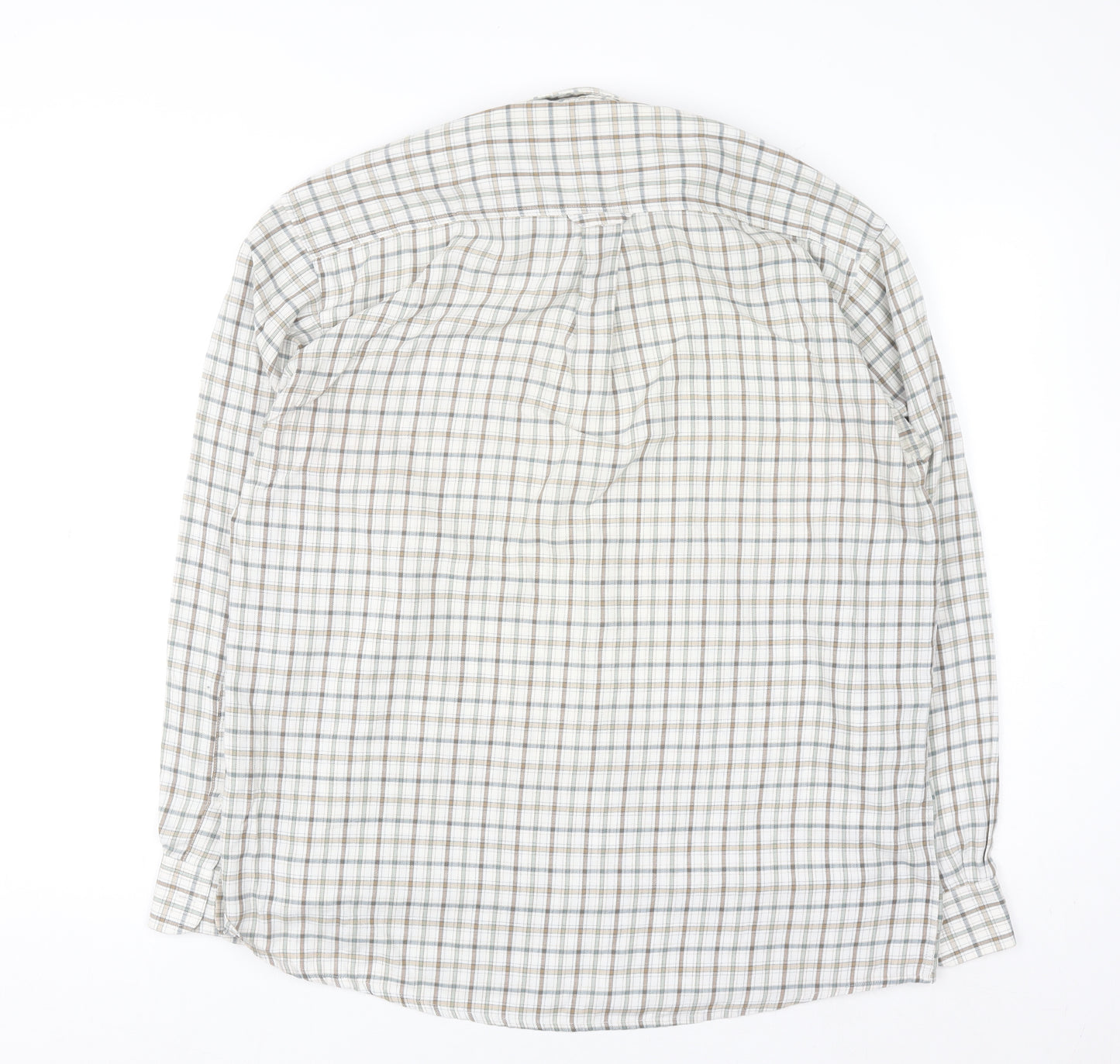 EWM Mens Beige Check Long Sleeve Button-Up Shirt M Regular Fit