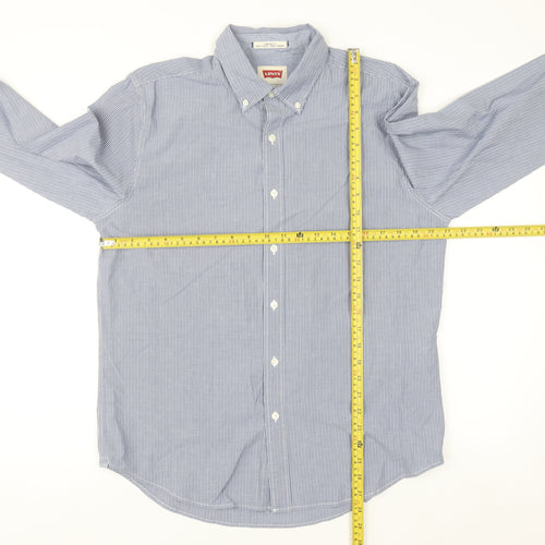 Levi's Men's Blue Striped Button-Up Long Sleeve Cotton Shirt M
