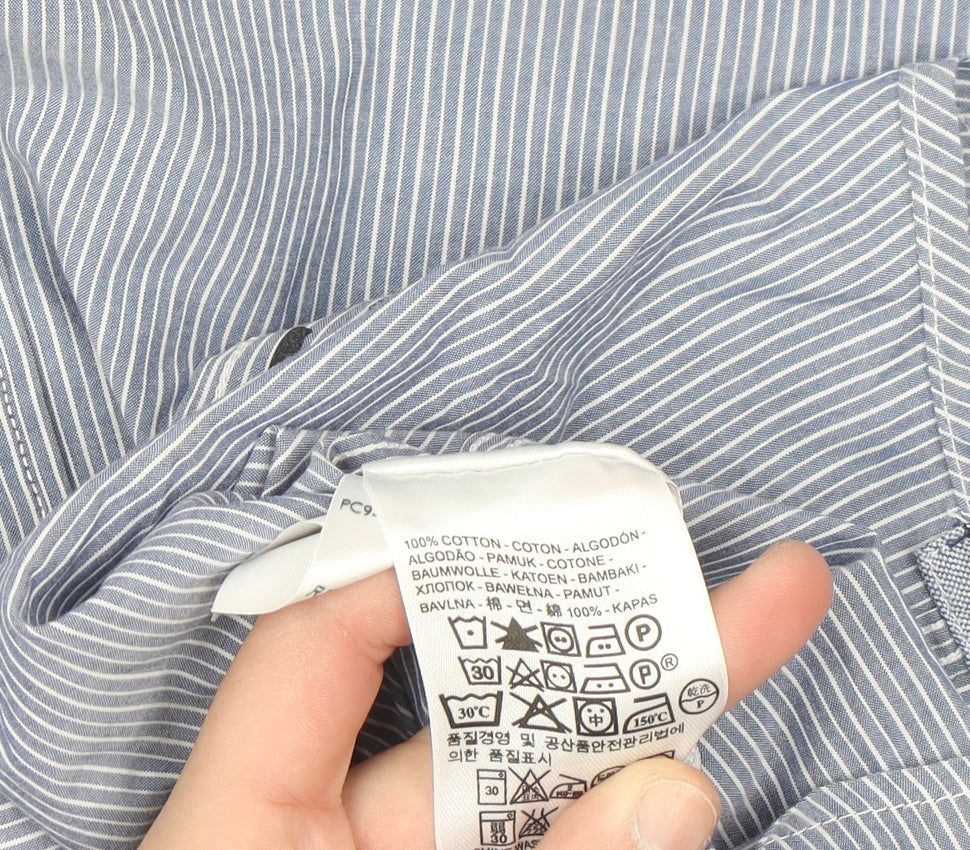 Levi's Men's Blue Striped Button-Up Long Sleeve Cotton Shirt M
