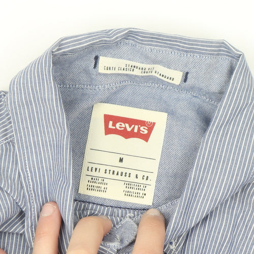 Levi's Men's Blue Striped Button-Up Long Sleeve Cotton Shirt M