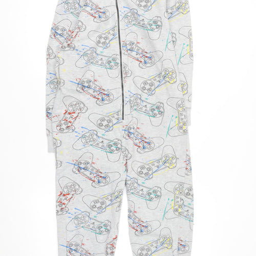 Next Boys Grey PlayStation Hooded Onesie 11 Years Long Sleeve Zip Up