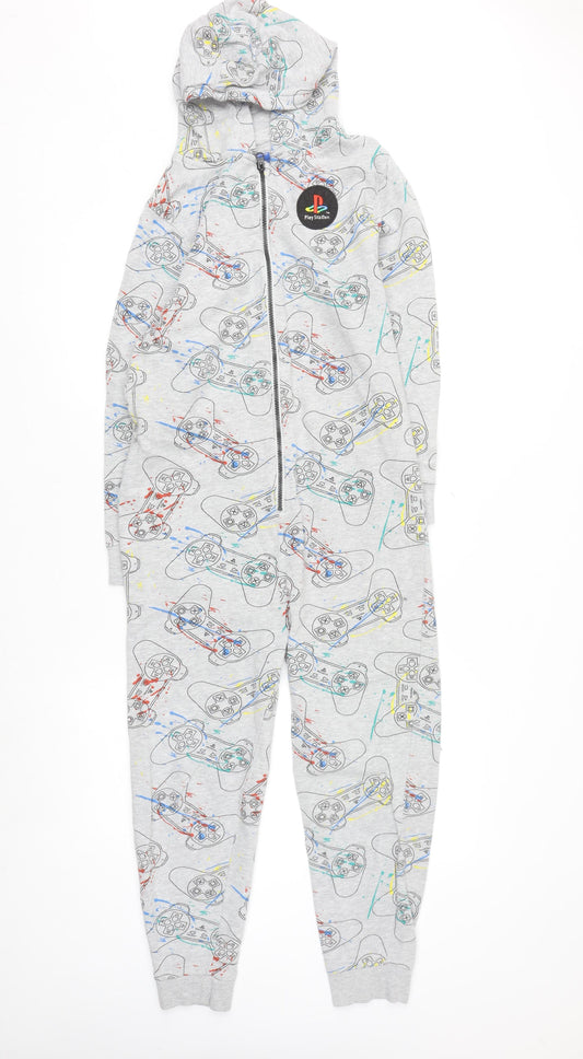 Next Boys Grey PlayStation Hooded Onesie 11 Years Long Sleeve Zip Up