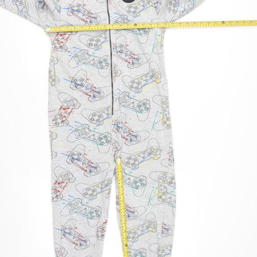 Next Boys Grey PlayStation Hooded Onesie 11 Years Long Sleeve Zip Up