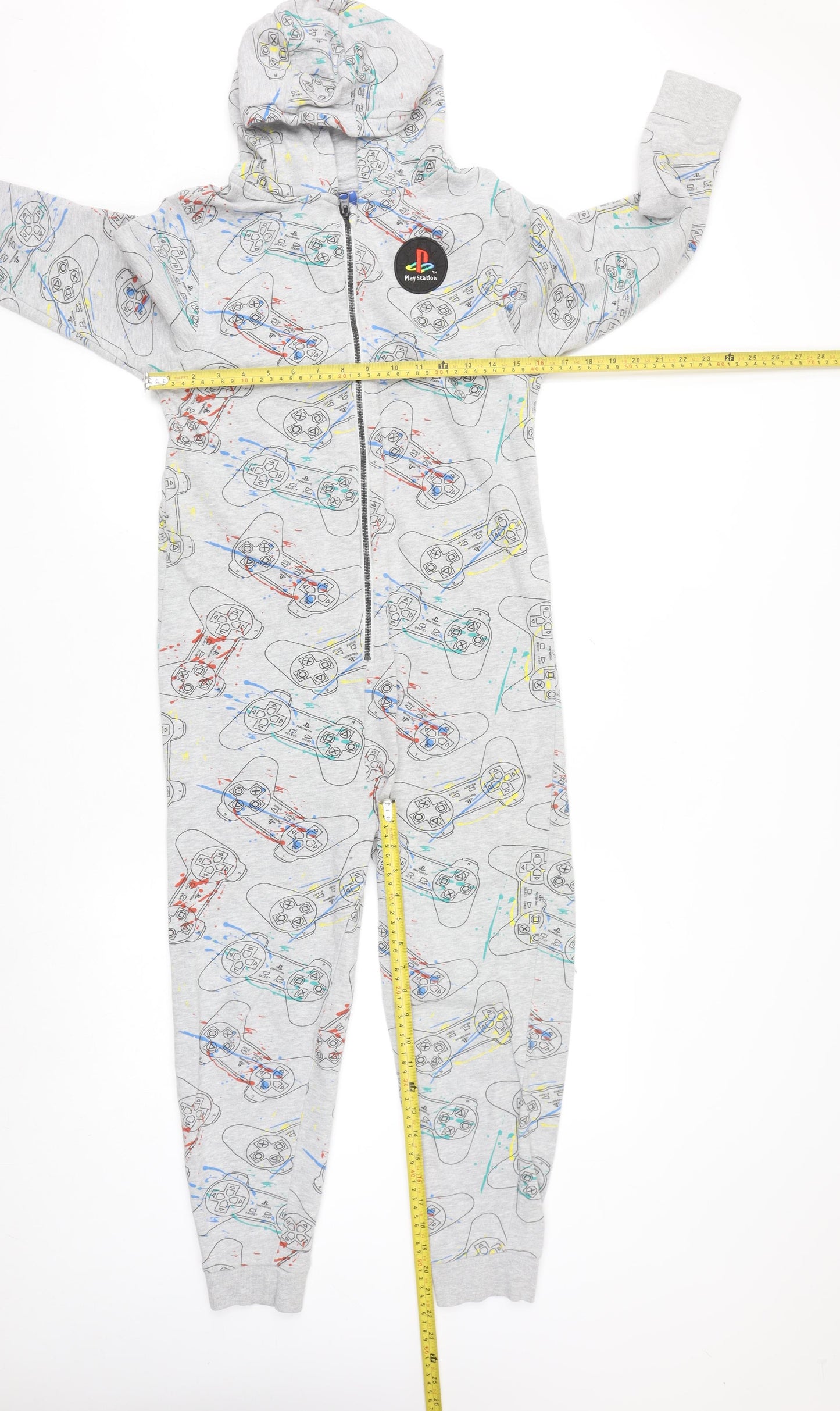 Next Boys Grey PlayStation Hooded Onesie 11 Years Long Sleeve Zip Up