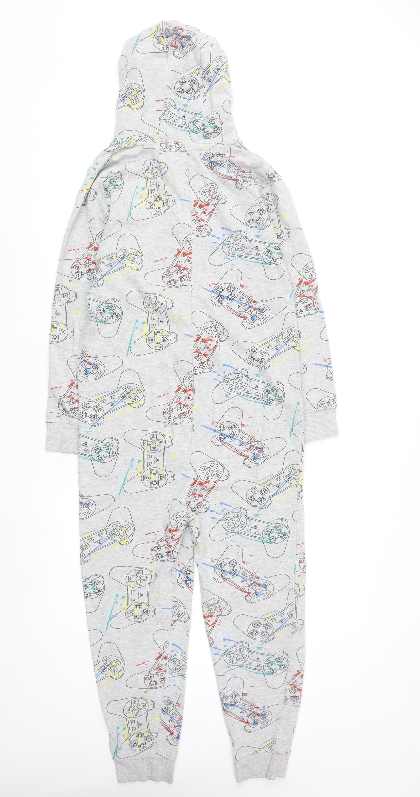 Next Boys Grey PlayStation Hooded Onesie 11 Years Long Sleeve Zip Up