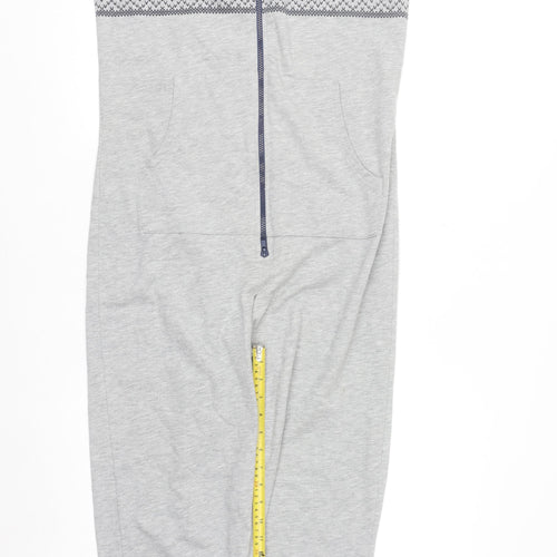 Next Men’s Grey & Navy Fair Isle Hooded Onesie Small Cotton Blend