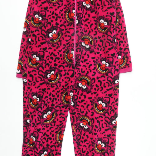 Disney Women's Pink Animal Fleece Onesie XS Zip Hooded Winter Pyjamas