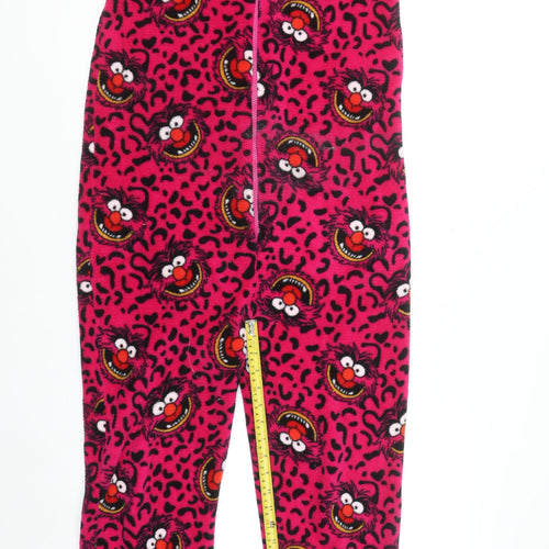 Disney Women's Pink Animal Fleece Onesie XS Zip Hooded Winter Pyjamas