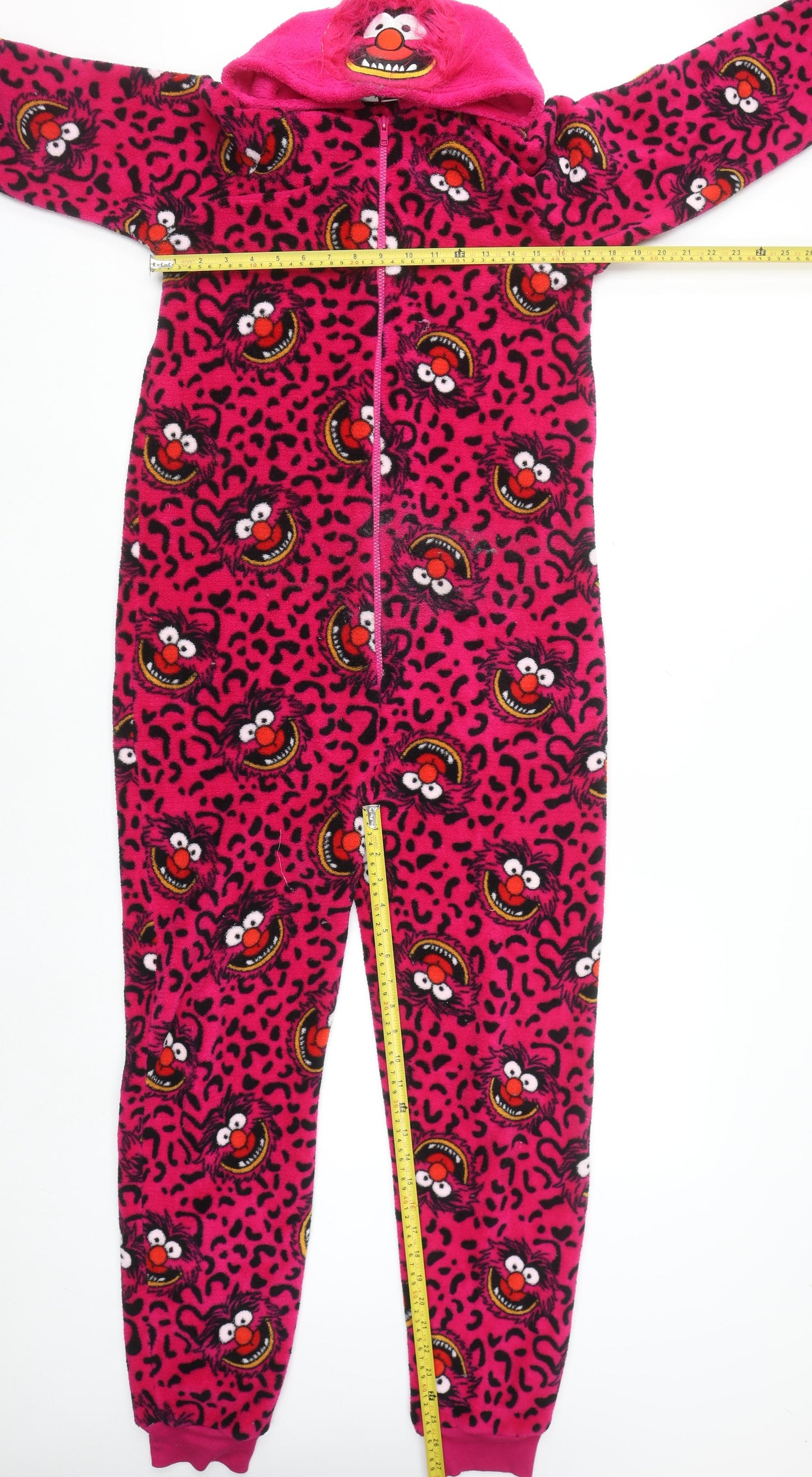 Disney Women's Pink Animal Fleece Onesie XS Zip Hooded Winter Pyjamas