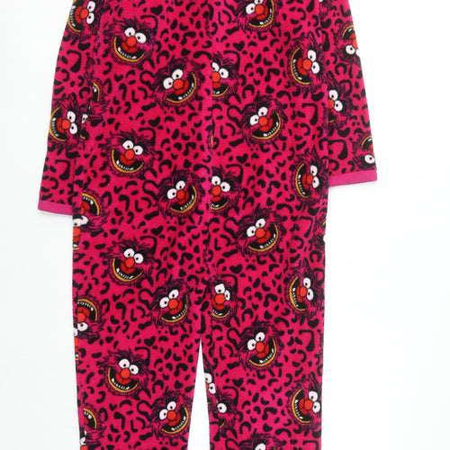 Disney Women's Pink Animal Fleece Onesie XS Zip Hooded Winter Pyjamas
