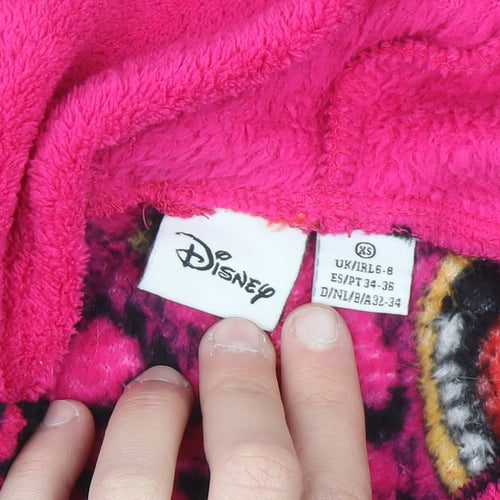 Disney Women's Pink Animal Fleece Onesie XS Zip Hooded Winter Pyjamas