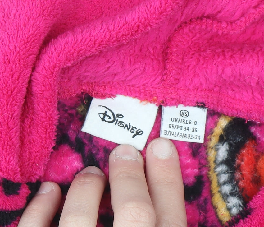 Disney Women's Pink Animal Fleece Onesie XS Zip Hooded Winter Pyjamas