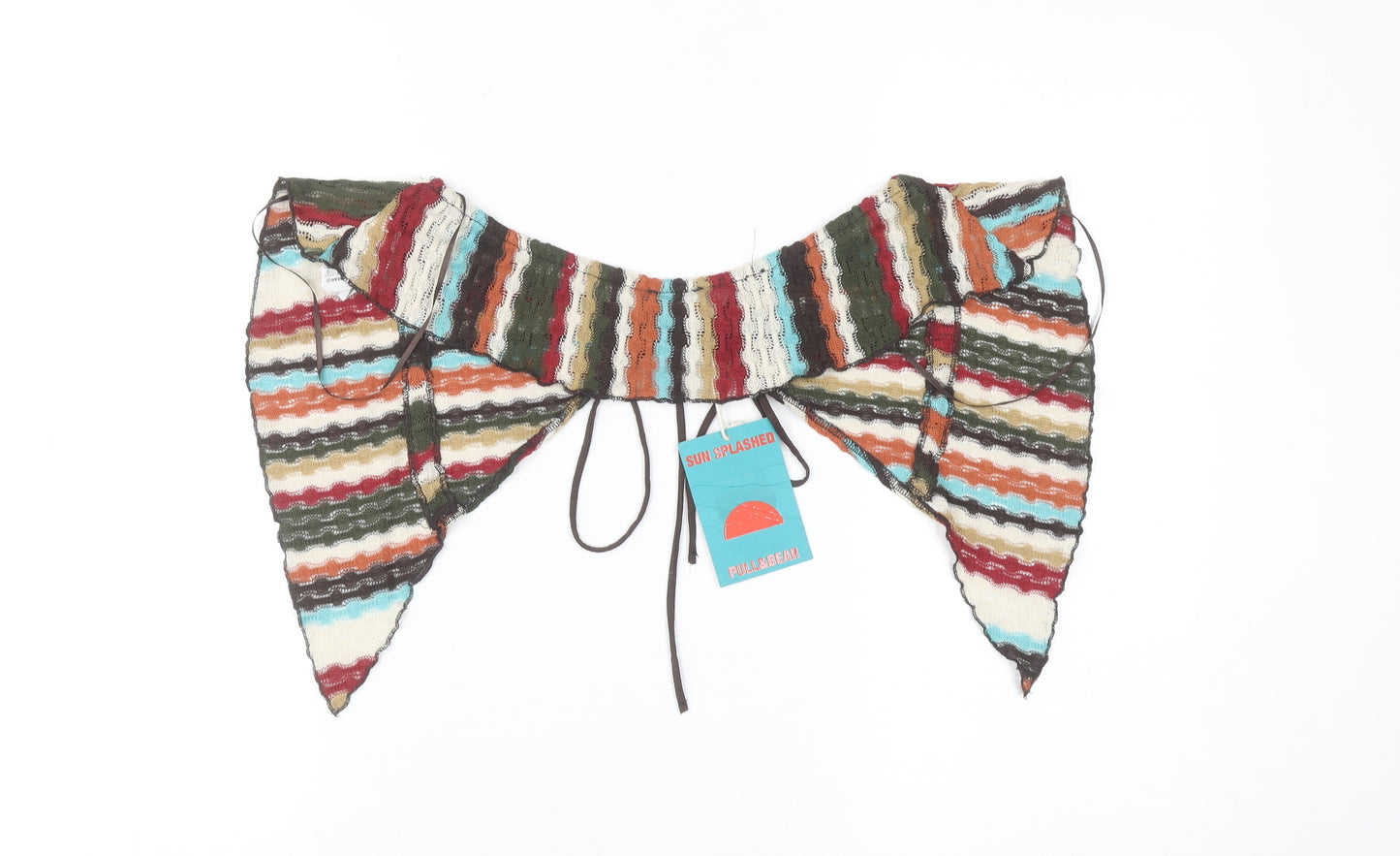 Pull & Bear Womens Multicoloured Crochet Open-Knit Boho Shrug Size 12