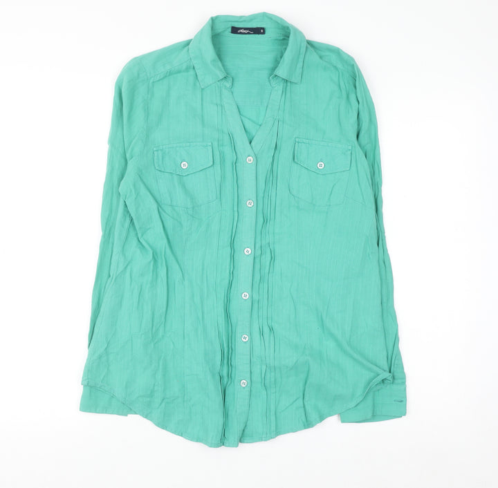 Dash Women's Green Cotton Button-Up Shirt Size 10