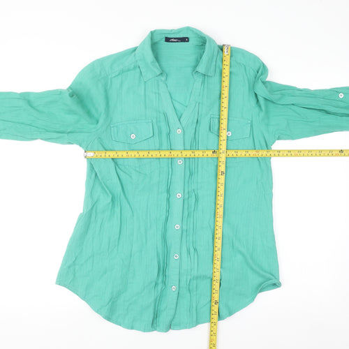 Dash Women's Green Cotton Button-Up Shirt Size 10