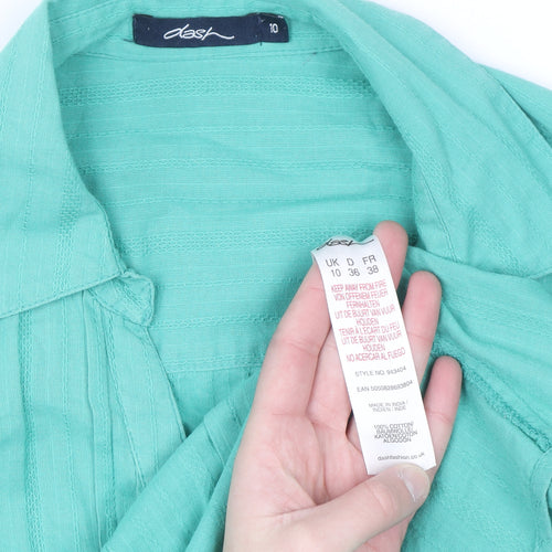 Dash Women's Green Cotton Button-Up Shirt Size 10