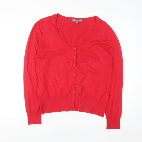 Avenue Women's Red Size 14 Scoop Neck Button Cardigan