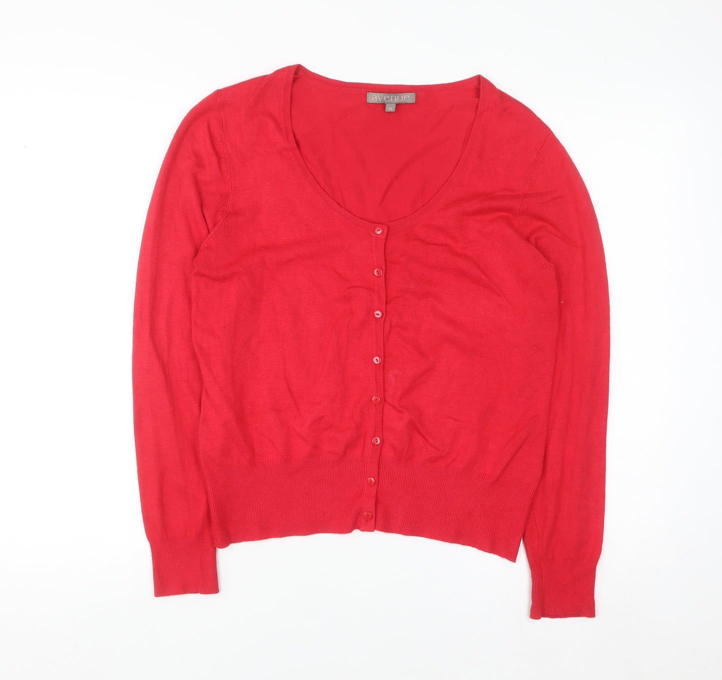 Avenue Women's Red Size 14 Scoop Neck Button Cardigan