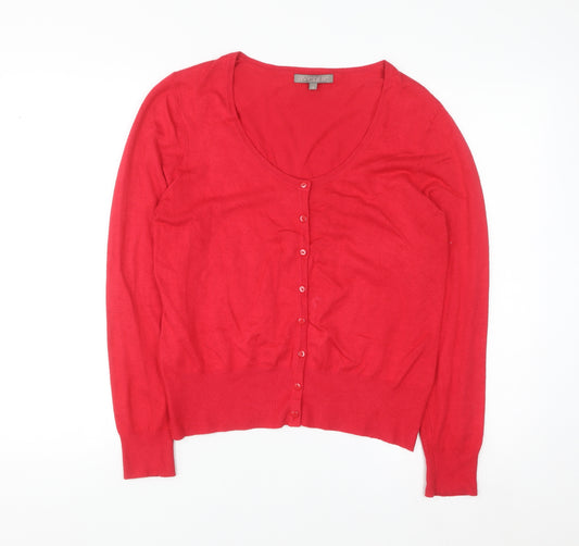 Avenue Women's Red Size 14 Scoop Neck Button Cardigan